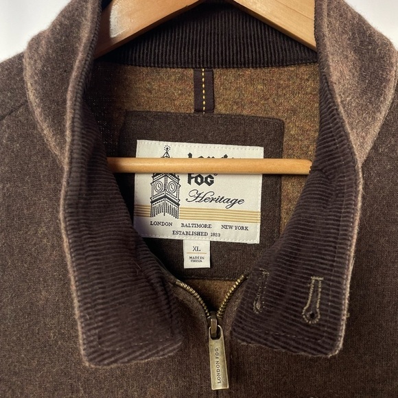 London Fog Camden Wool Blend Full Zip Jacket in Brown Size Extra Large - Picture 3 of 6